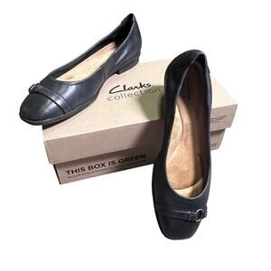 Clarks Collection Leather Flat Lyrical Sky Black Leather Size US 8.5